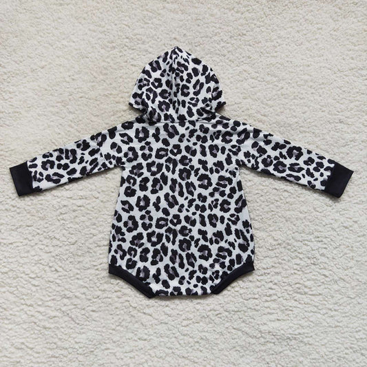 Baby Kids Cow Print Smile Pocket Long Sleeve Rompers