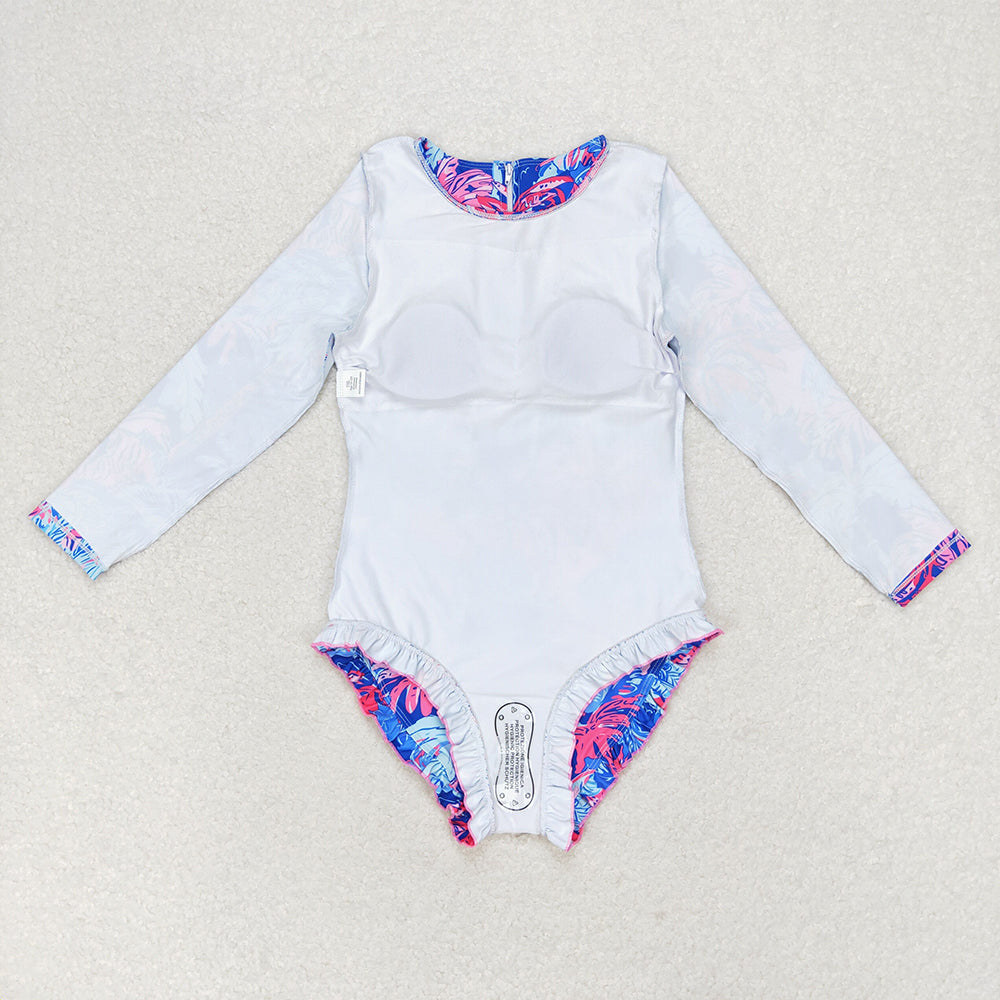 Baby Girls Sea Trees Long Sleeve One Piece Swimsuits