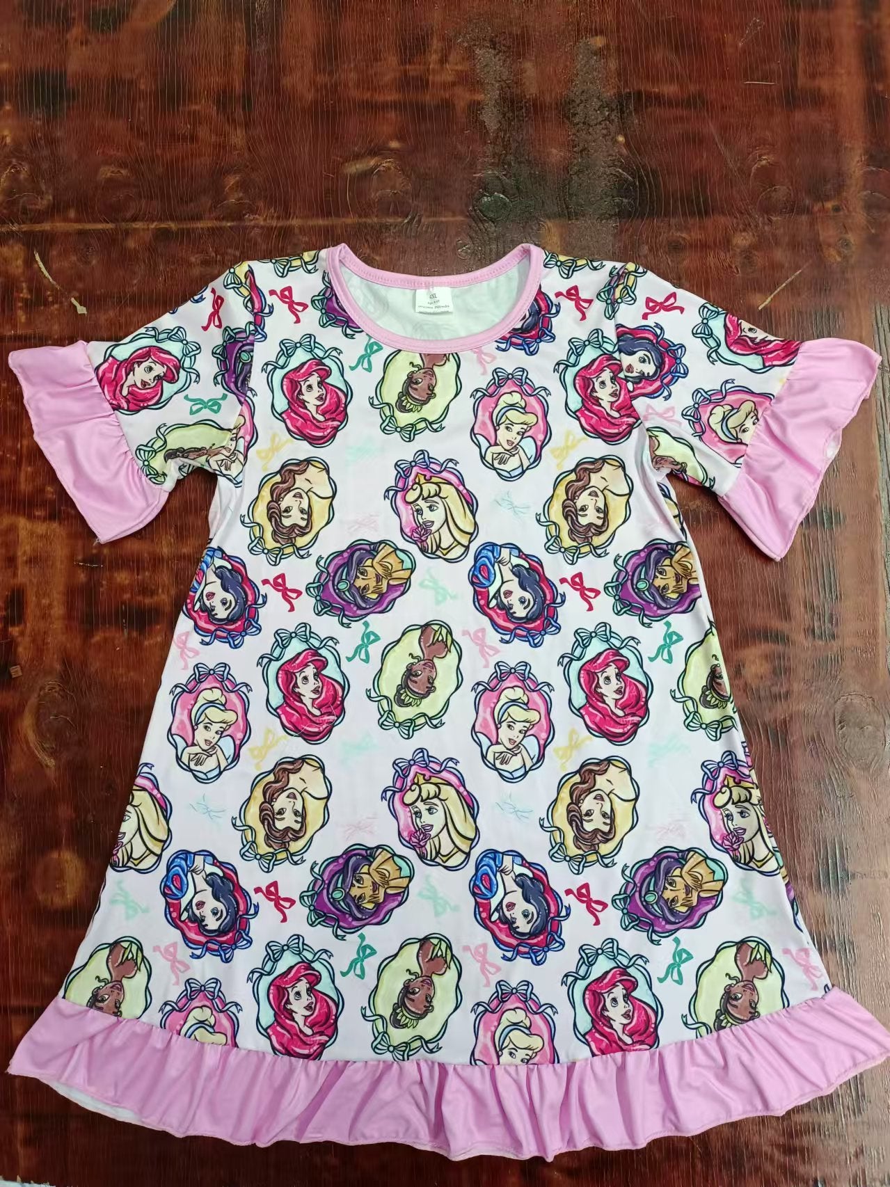 Preorder (moq 5)Baby Girls Princess Pink Short Sleeve Knee Length Dresses