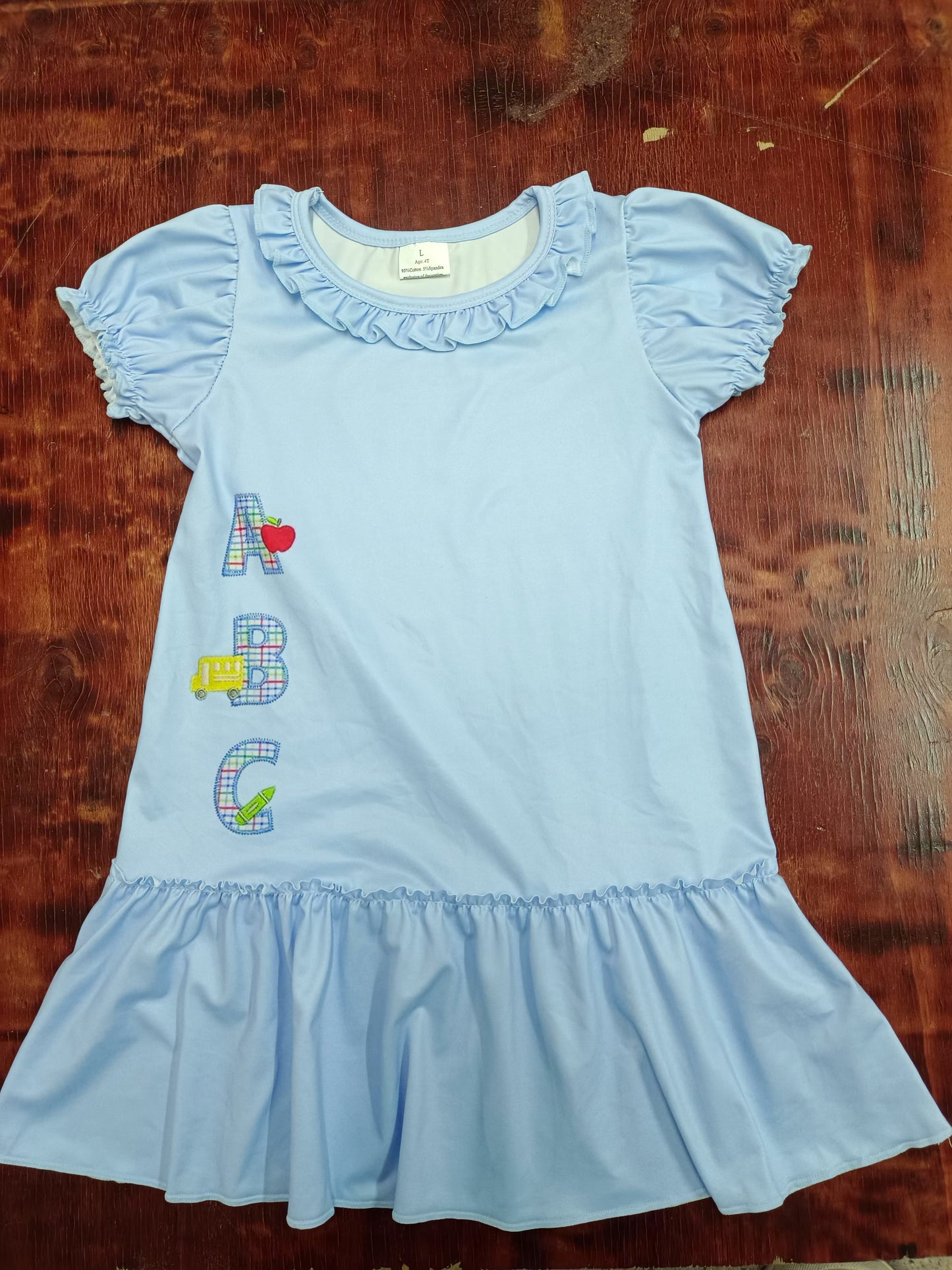 Preorder (moq 5)Baby Girls Back To School Short Sleeve Knee Length Dresses