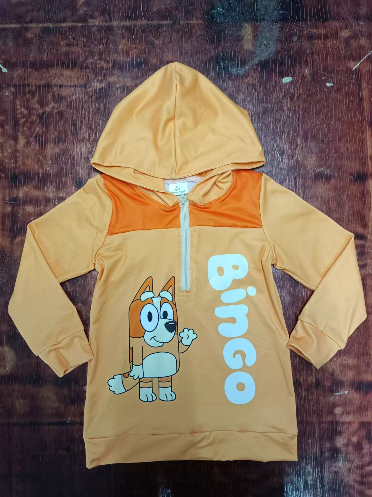 Preorder (moq 5)Baby Girls Orange Dog Hooded Pullovers Tops