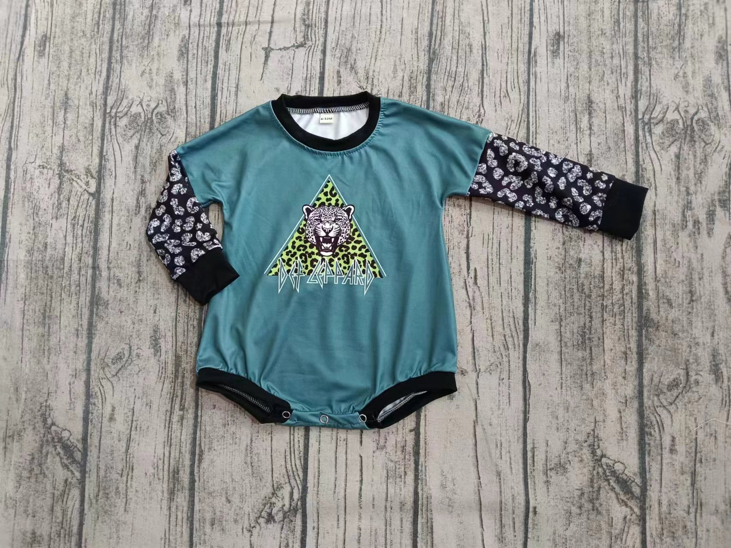 Preorder(moq 5)Baby Infant Girls Leopard Cheetah Green Rompers