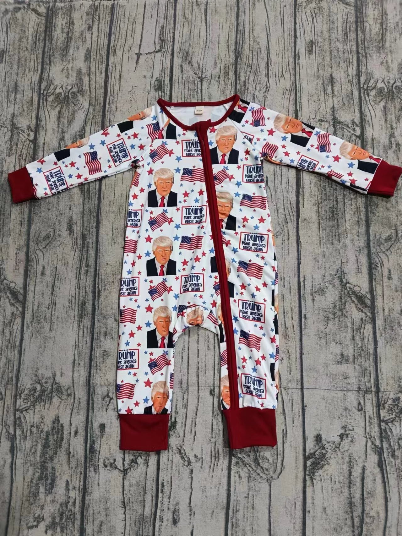 Preorder(moq 5)Baby Infant Boys Trumps Zip Sleepers Rompers