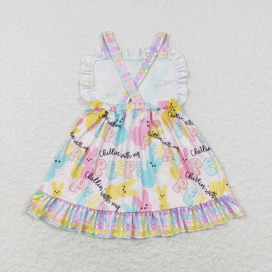 Baby Girls Colorful Easter Bunnies Knee Length Dresses