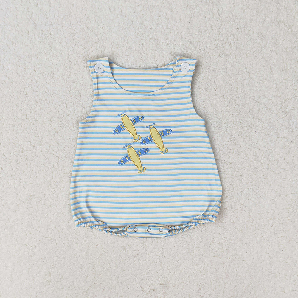 Baby Infant Boys Stripes Planes Sleeveless Rompers