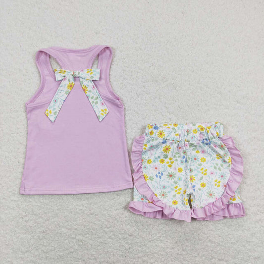Baby Girls Pink Sleeveless Tank Top Shirts Flowers Ruffle Shorts Summer Clothes Sets