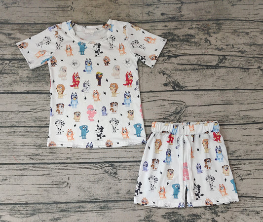 Baby Girls Dogs White Short Sleeve Shirt Shorts Outfits Clothes Sets