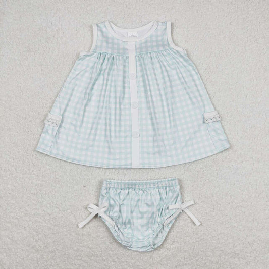 Baby Girls Summer Sibling Sister Checkered Tunic Top Bummies Clothes Sets