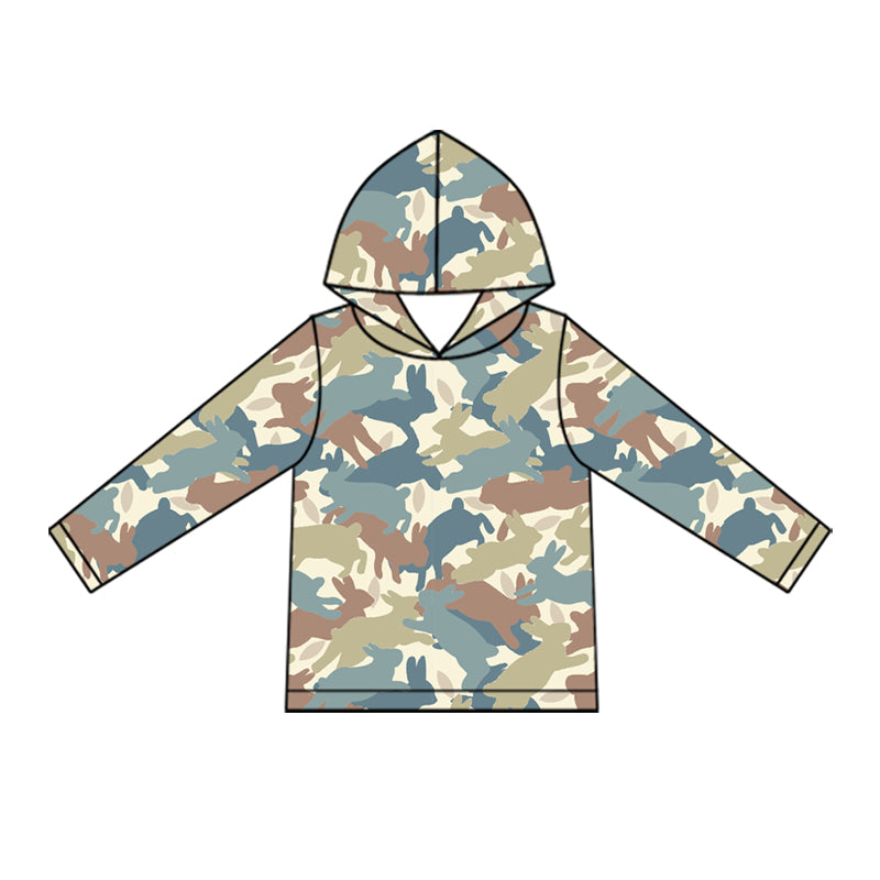 Preorder (moq 5)Baby Boys Southern Rabbits Camo Easter Hoodies Top