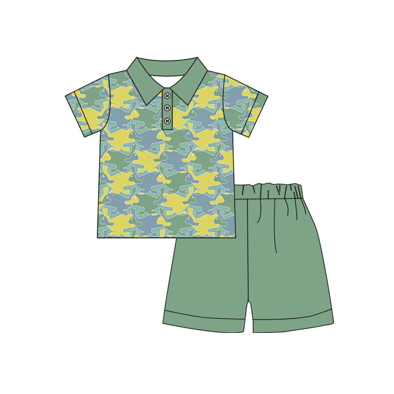 Baby Boys Dinosaur Short Sleeve Pullover Top Shorts Clothes Sets preorder(moq 5)