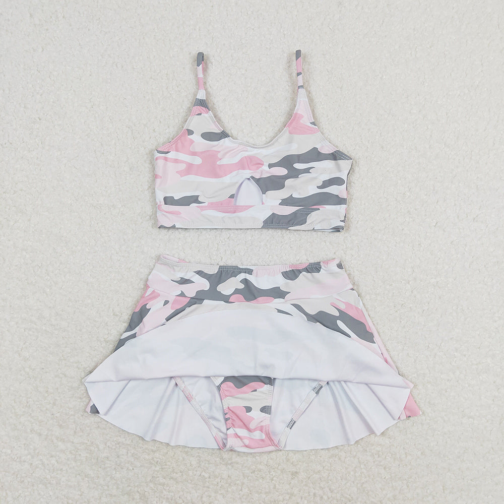 Baby Girls Summer Pink Camo Top Bottoms 2pcs Swimsuits