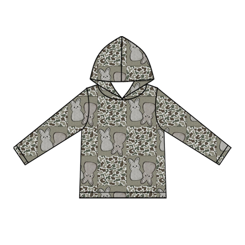 Preorder (moq 5)Baby Boys Southern Camo Rabbits Checked Easter Hoodies Top
