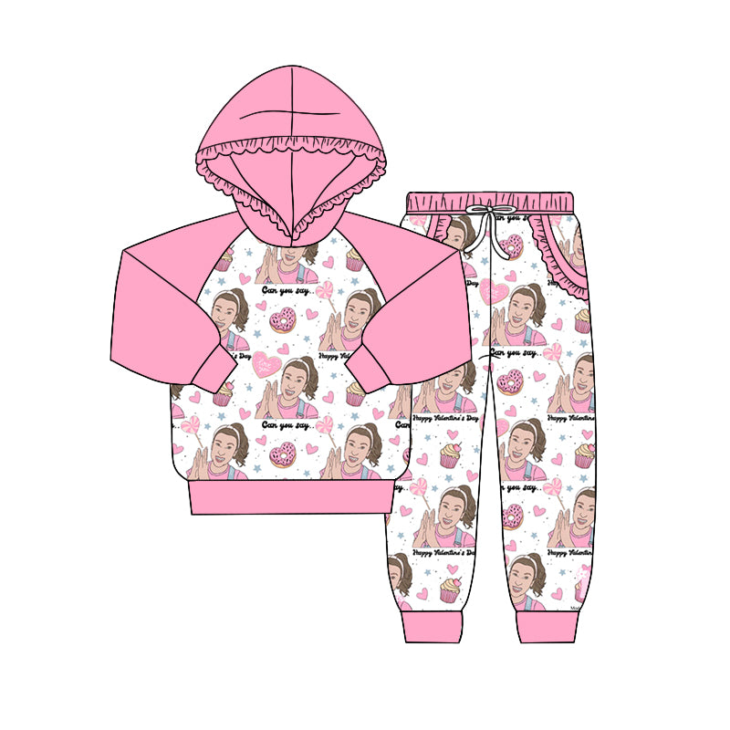 Baby Girls Long Sleeve Pink Teacher Hooded Top Pants Clothes Sets preorder(moq 5)