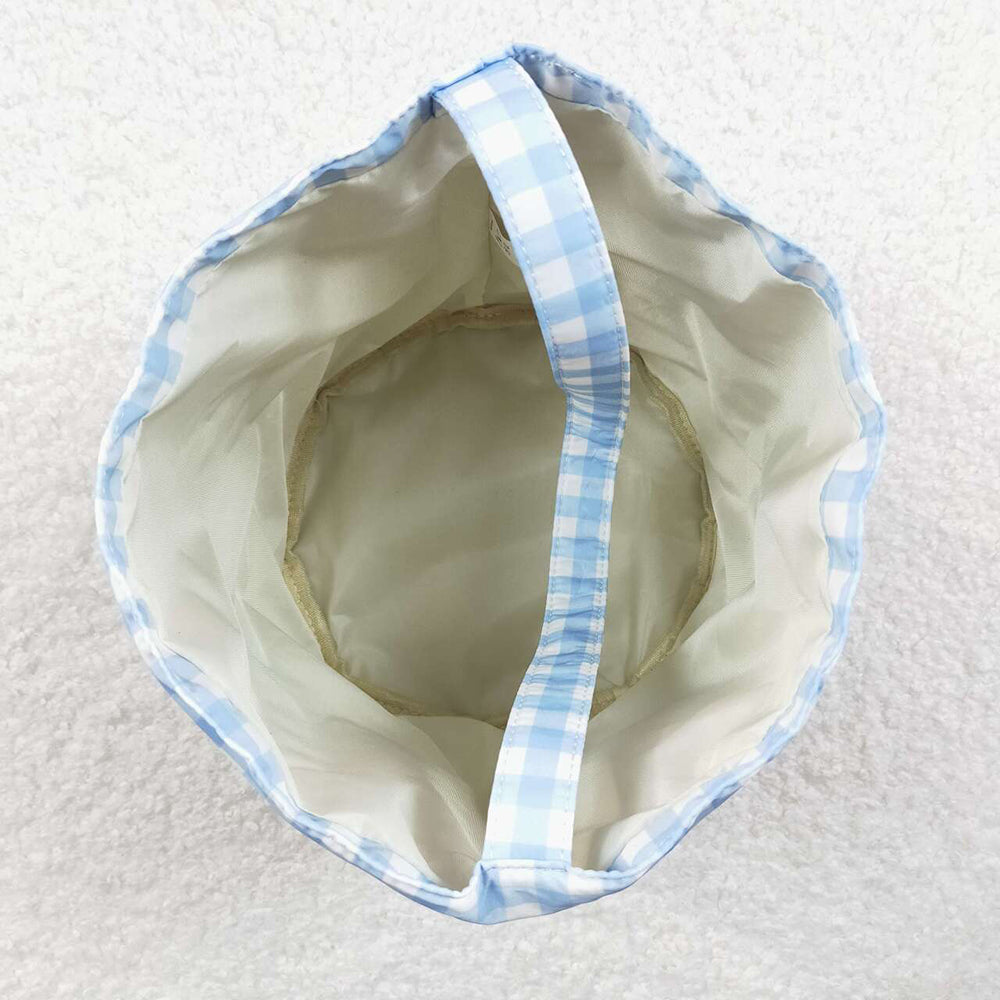 Baby Boys Easter Blue Checkered Bunny Basket Bags
