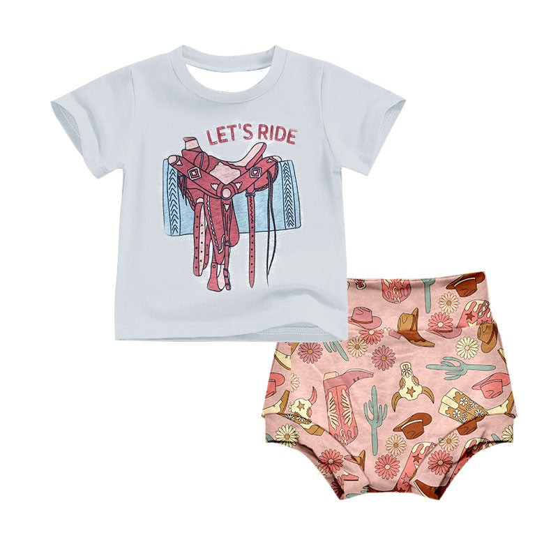 Baby Girls Toddler Let's Ride Top Cactus Bummie Sets preorder(moq 5)