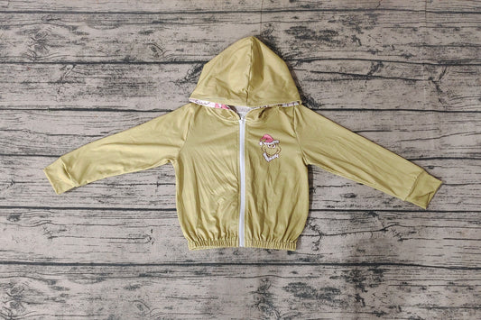 Baby Girls Green Christmas Frog Hooded Zip Tops