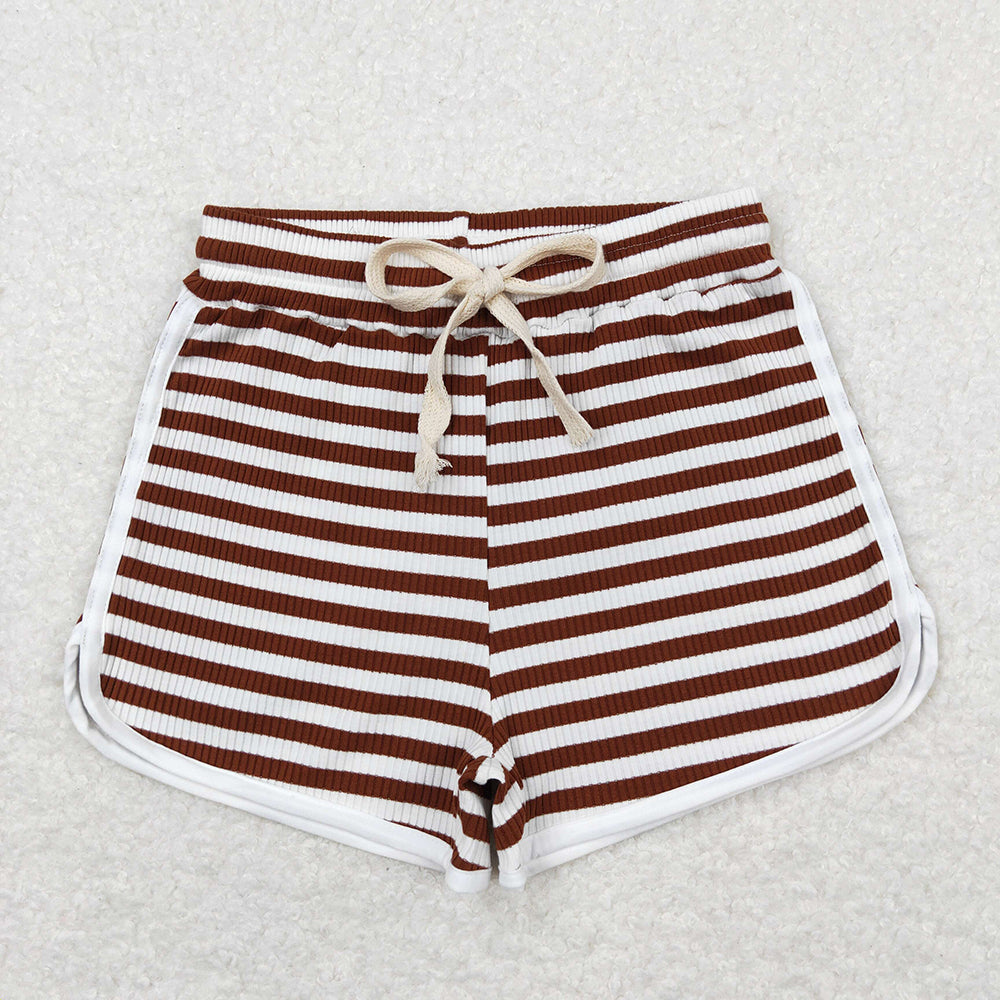 Baby Girls Brown Stripes Summer Sports Design Shorts