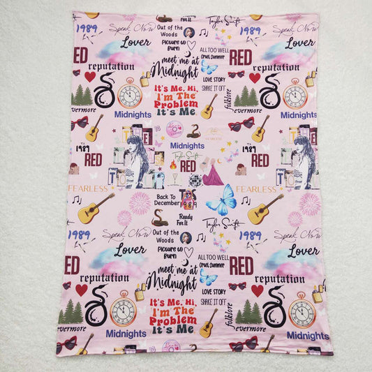 Baby Girls Pop Singer Pink Color Minky Blankets