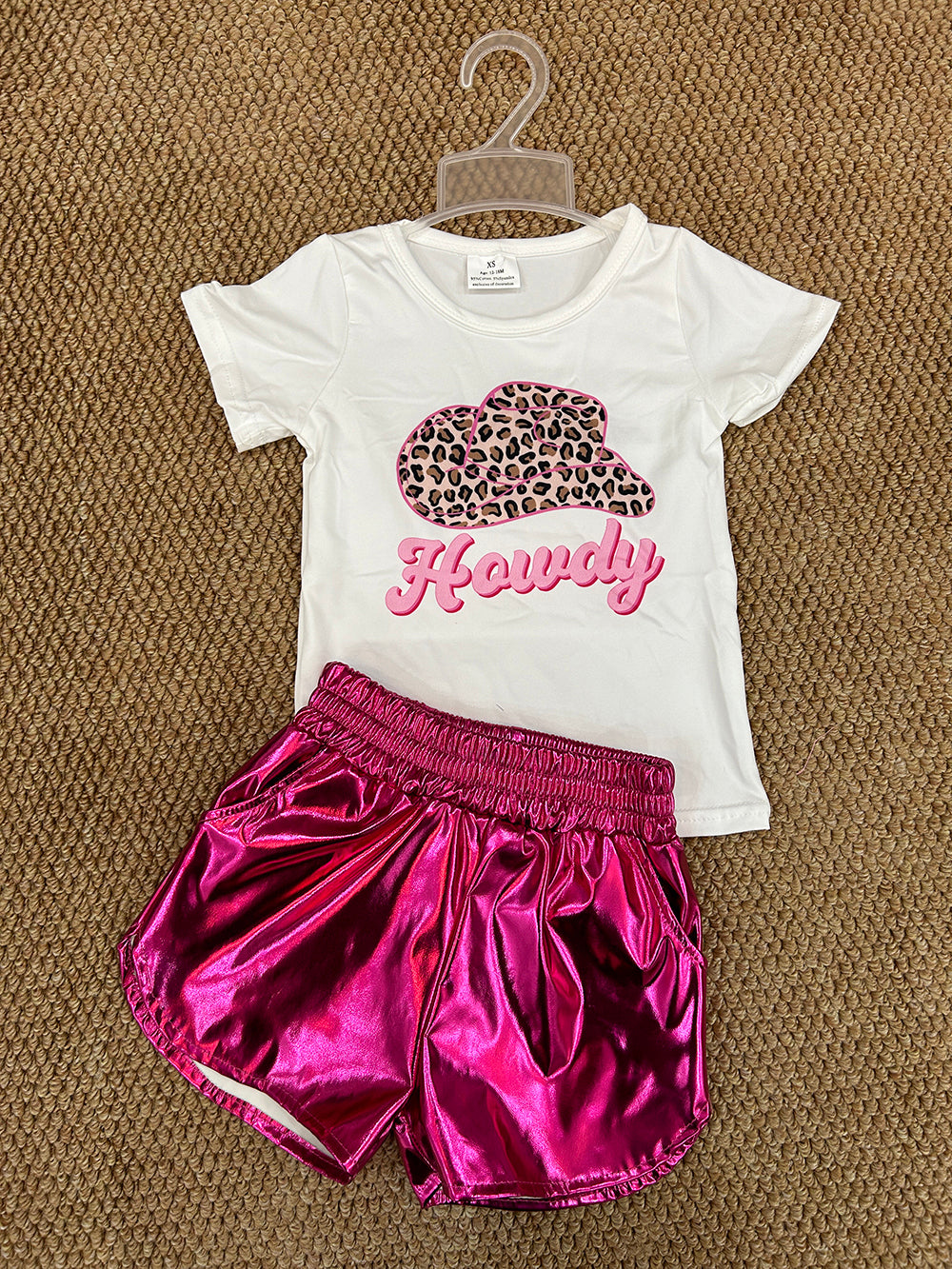 Baby Girls Western Howdy Tops Pink Metallic Shorts Outfits