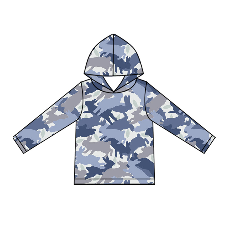 Preorder (moq 5)Baby Boys Southern Rabbits Camo Easter Hoodies Top