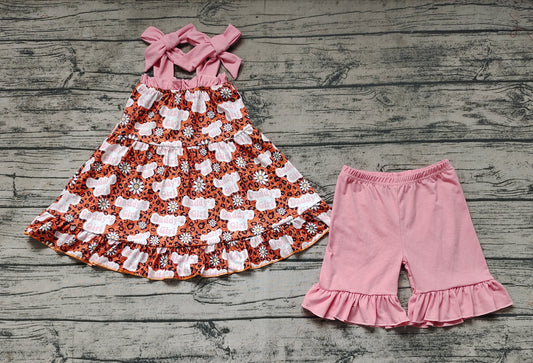 Baby Girls Daddy's Girl Leopard Tunic Ruffle Shorts Outfits Clothing Sets