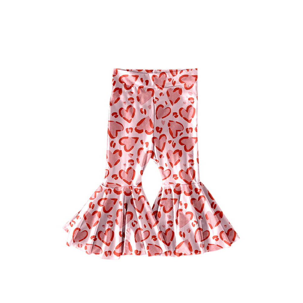 Baby Girls Valentines Pink Hearts Bell Bottom Pants preorder(moq 5)