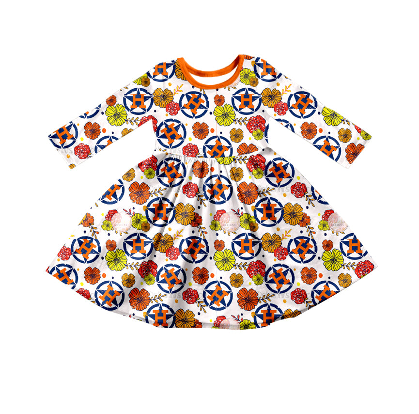 Baby Girls Orange Team H Twirl Dresses preorder(moq 5)