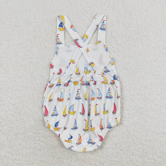 Baby Infant Boys Sailboat Straps Summer Rompers