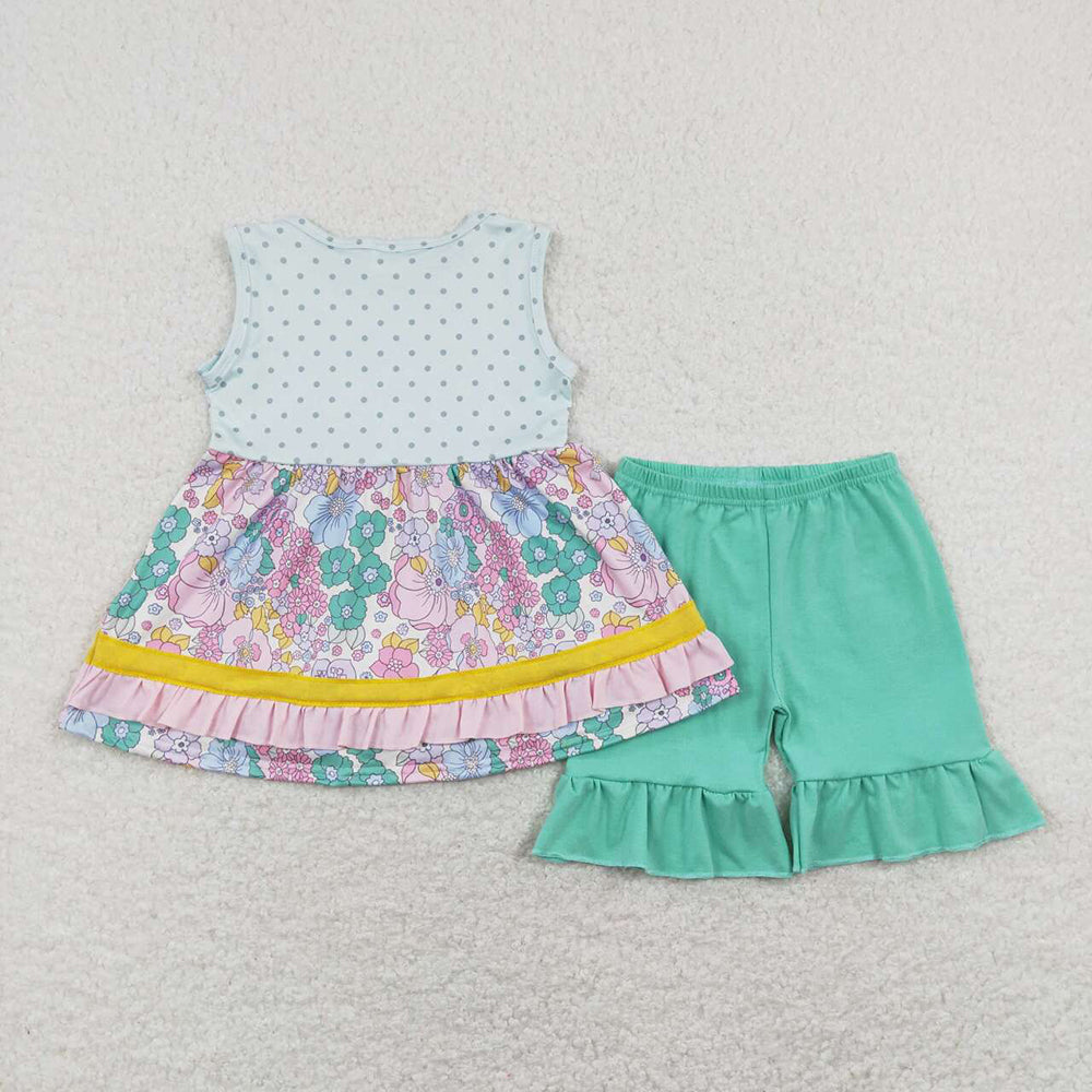 Baby Girls Ruffle Flowers Tunic Top Shorts Outfits Summer Clothes Sets