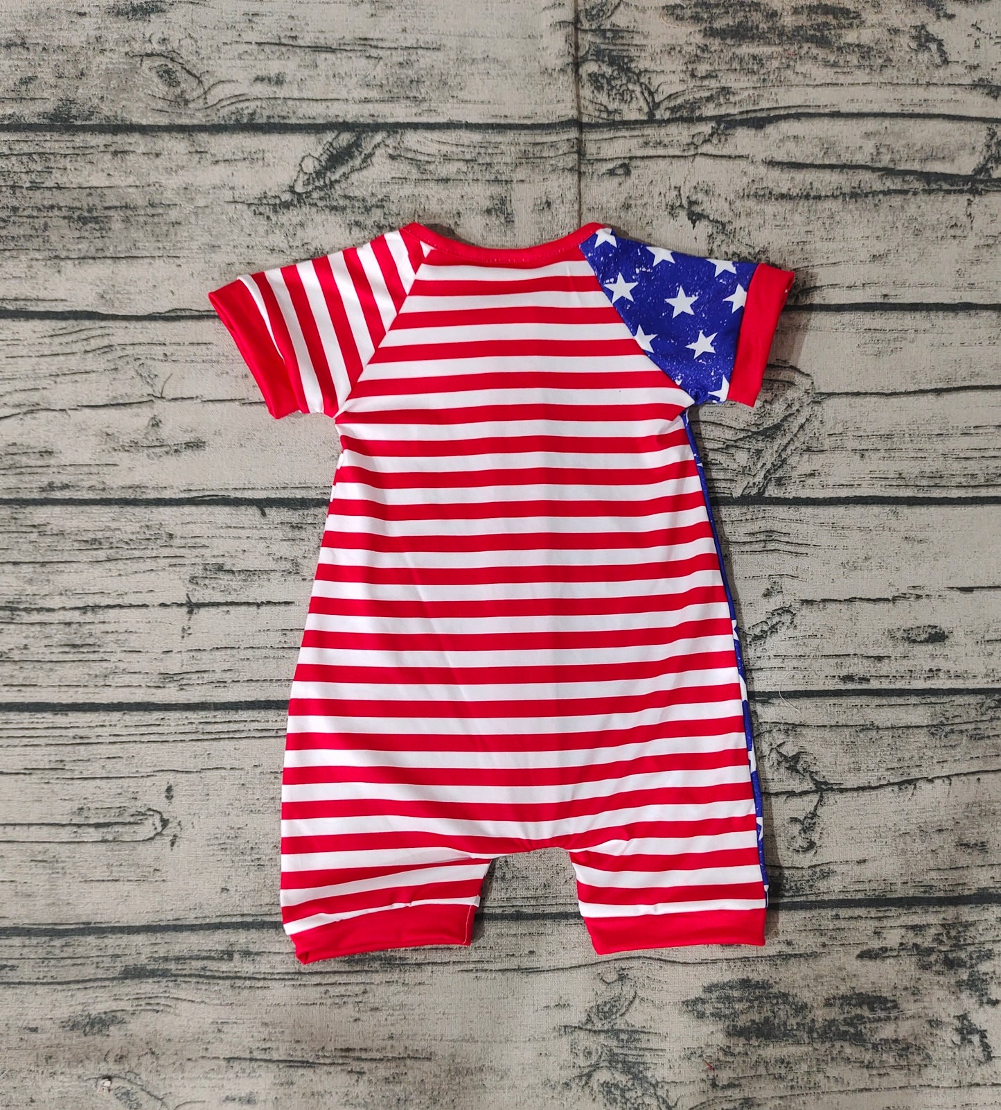 Baby Infant Boys Toddler 4th Of July Star Red Stripes Short Sleeve Rompers