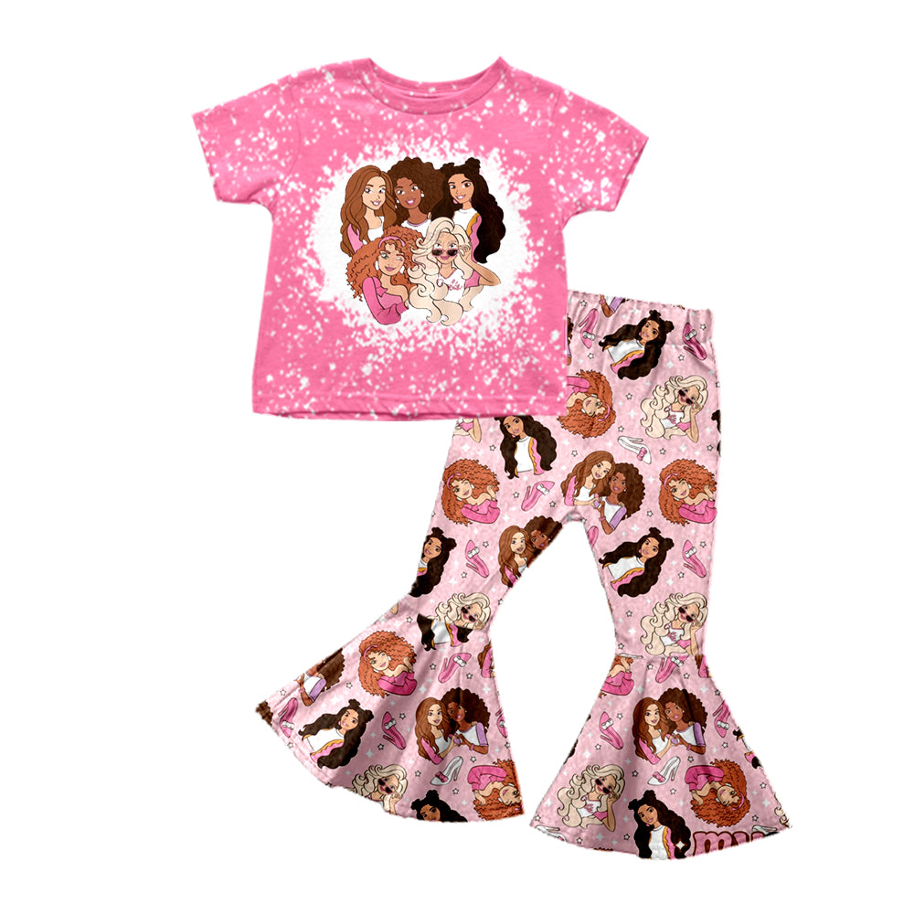 Baby Girls Doll Short Sleeve Shirts Bell Pants Outfits Clothes Sets preorder(moq 5)