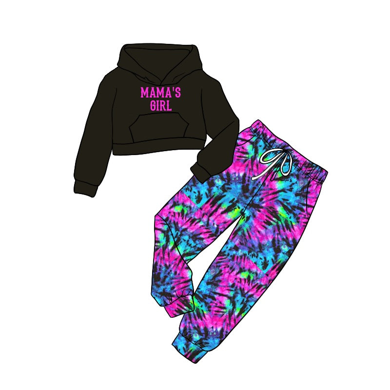 Baby Girls Hooded Mama's Girl Top Tie Dye Pants Clothes Sets preorder(moq 5)