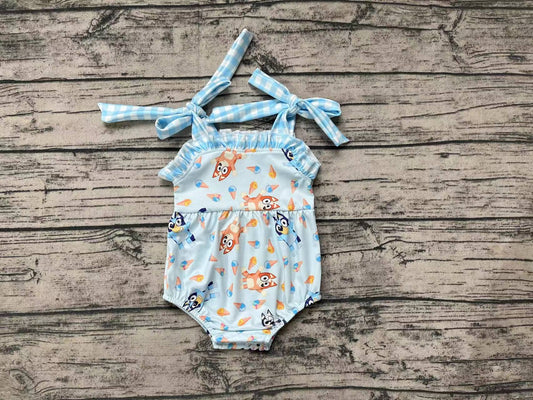 Baby Infant Girls Dogs Popstick Straps Ruffle Rompers