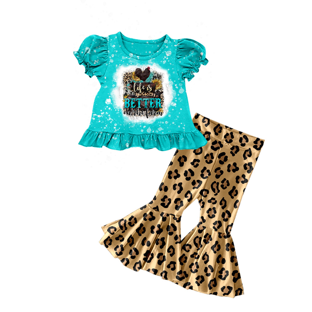 Baby Girls Heifer Better Western Short Sleeve Top Bell Pants Outfits Sets preorder(moq 5)
