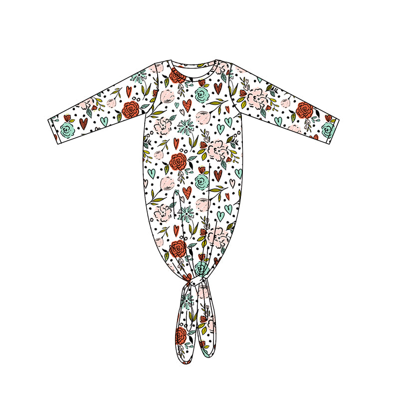 Baby Girls Spring Pink Flowers Long Sleeve Gowns preorder(moq 5)