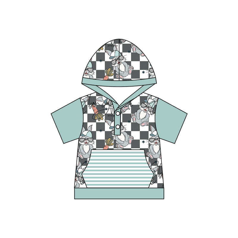 Baby Kids Easter Cool Rabbits Short Sleeve Hooded Shirts Preorder(moq 5)
