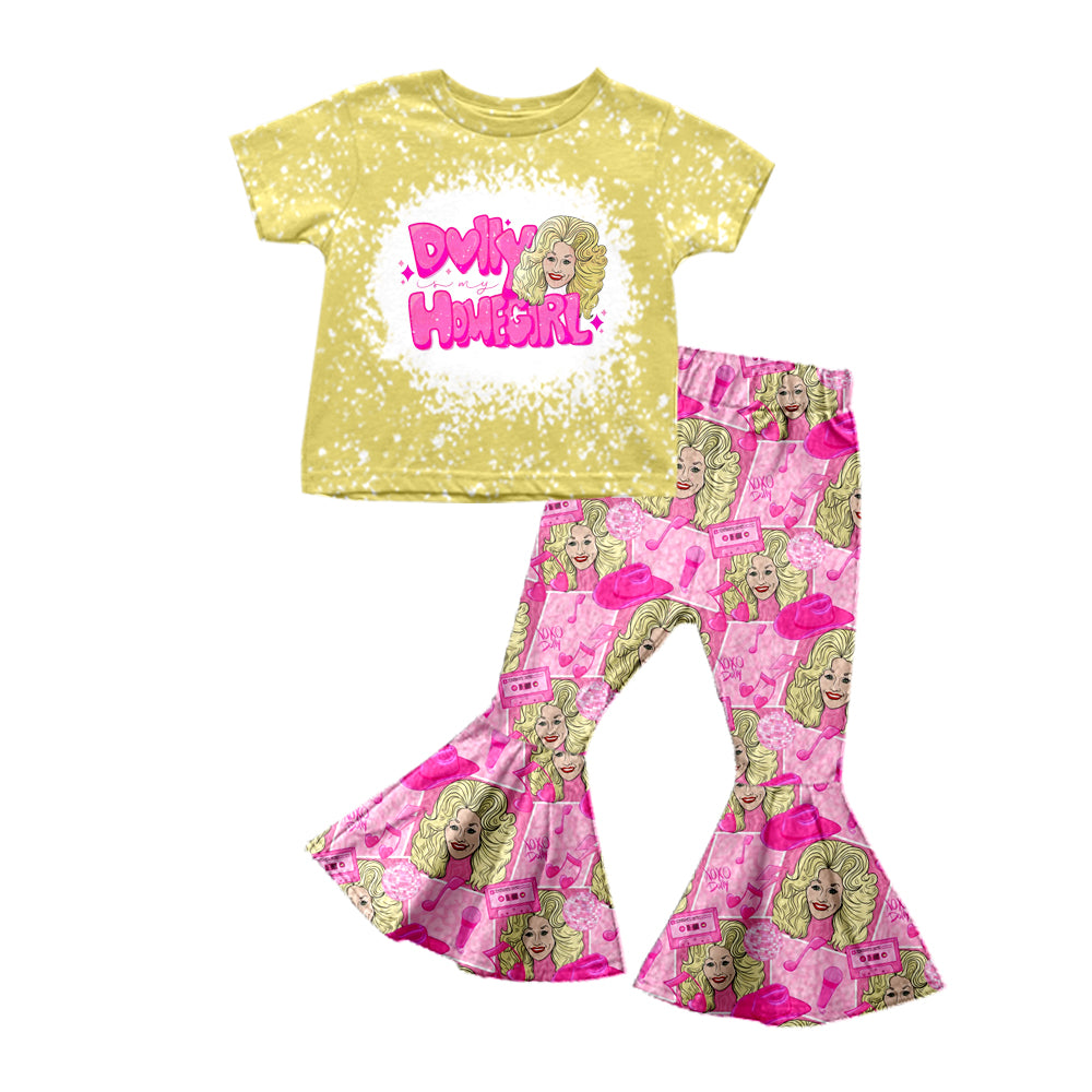Baby Girls Country Singer Short Sleeve Tee Shirt Flare Pants Sets Preorder(moq 5)