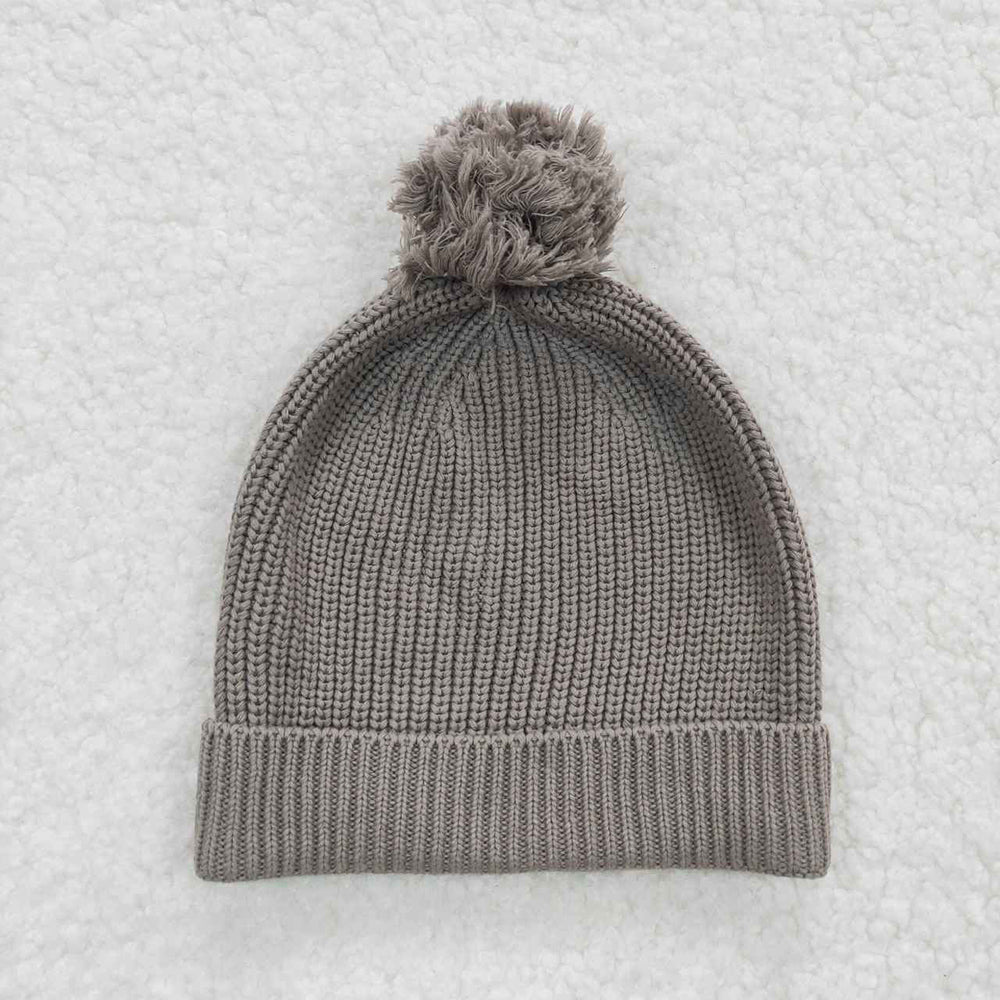 Baby Infant Toddlers Grey Woolen Ball Bernet Hats