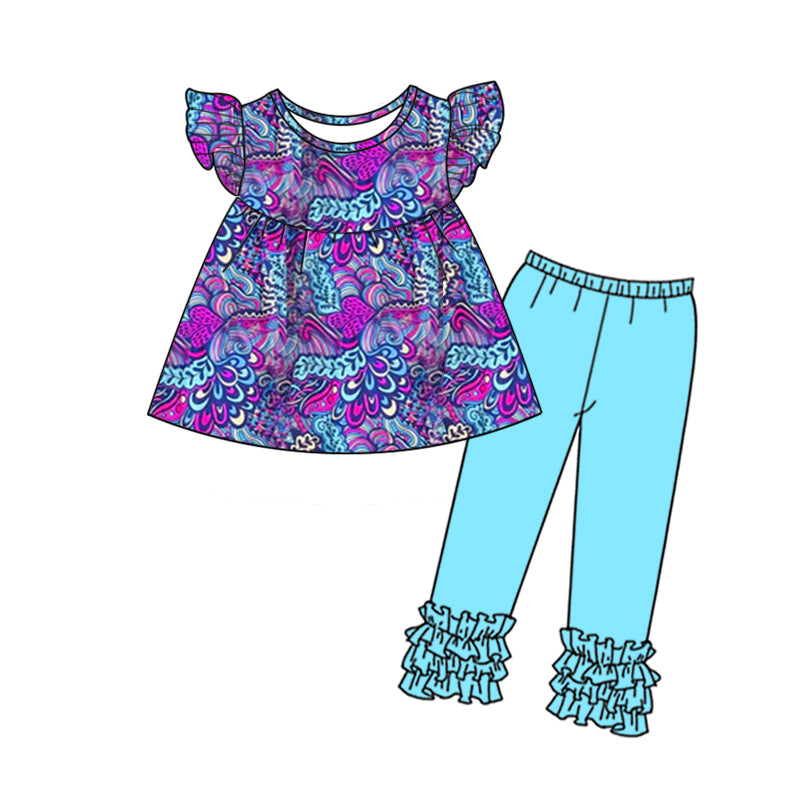 Baby Girls Paisley Tunic Top Ruffle Pants Outfits Sets preorder(moq 5)
