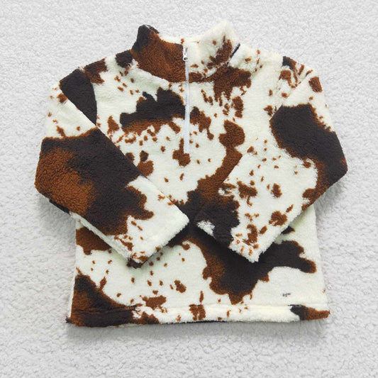 Baby Kids Children Cowhide Western Thick Zip Pullovers Tops