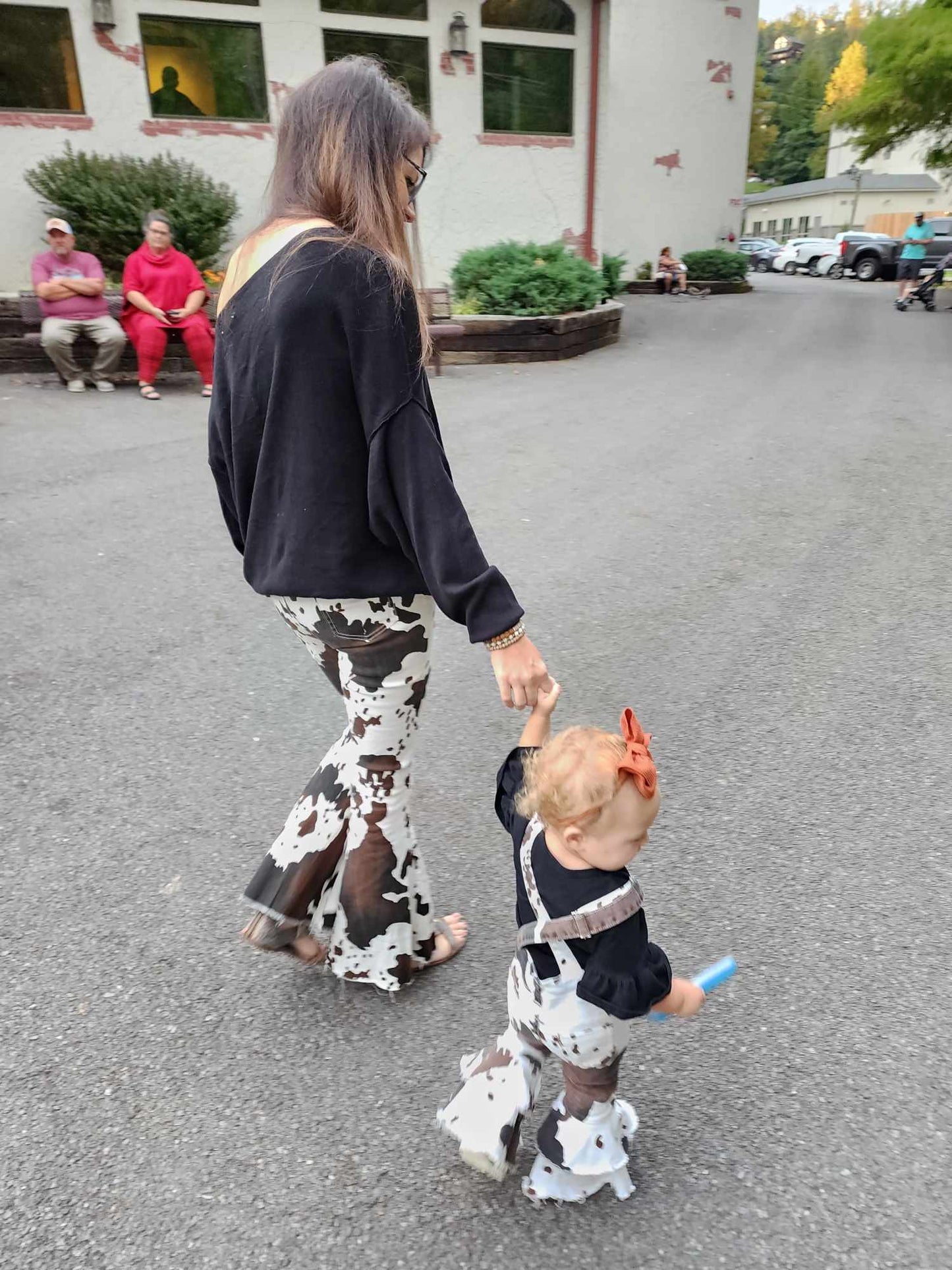 Baby Girls Cowhide Print Bib Bell Overall Jumpsuits