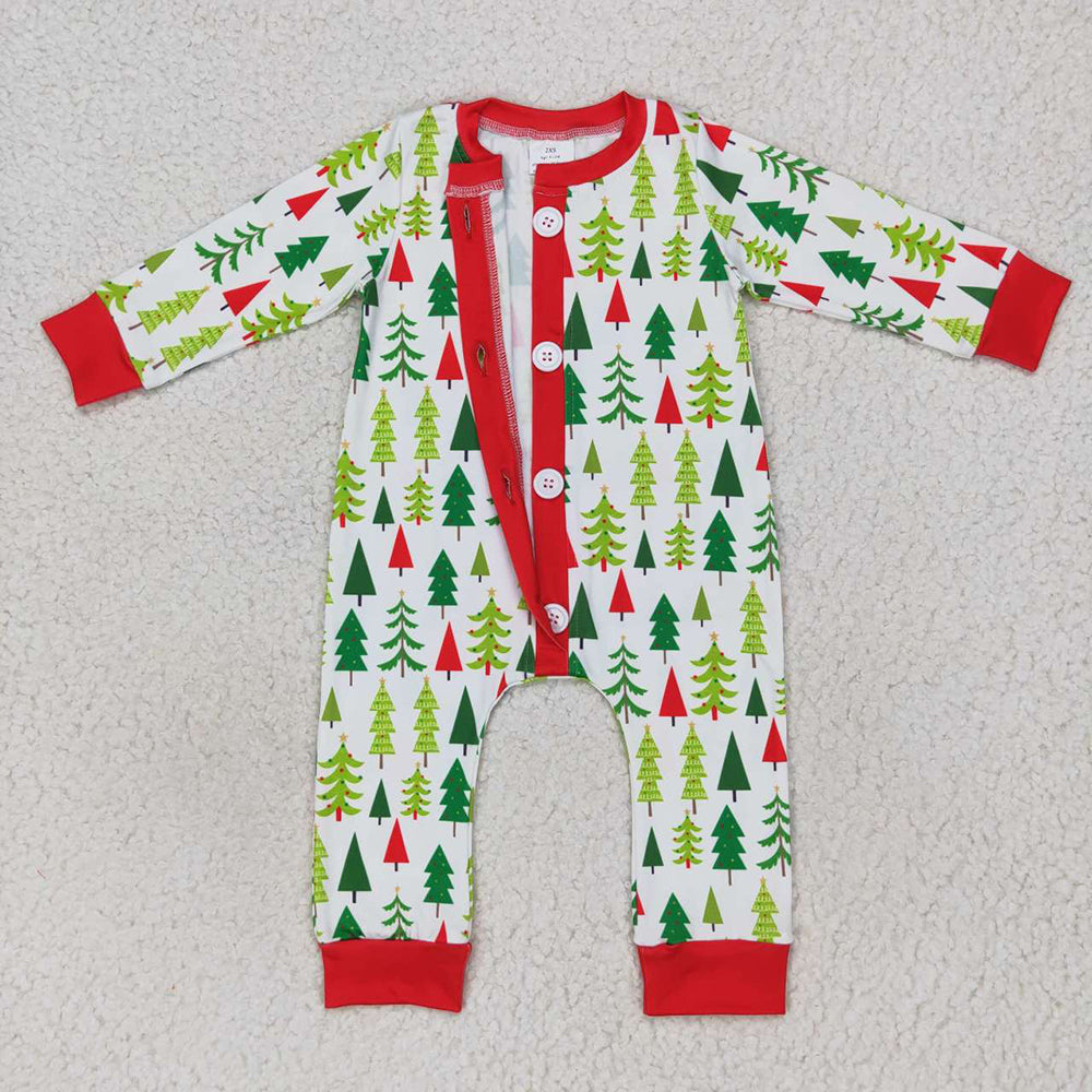 Baby Infant Boys Christmas Tree Buttons Rompers
