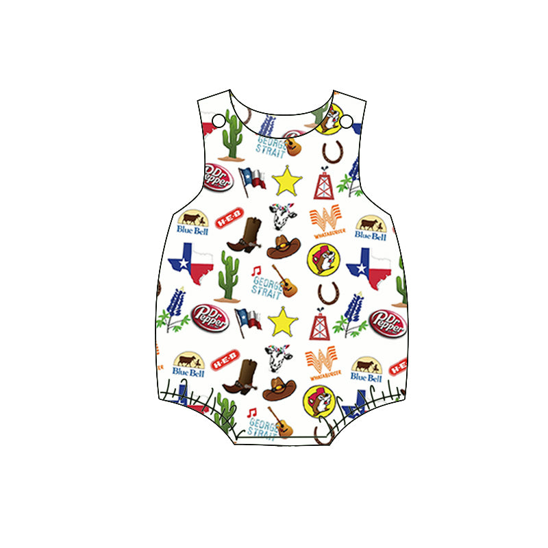 Baby Boys TX Texas Sleeveless Summer Western Rompers preorder(moq 5)