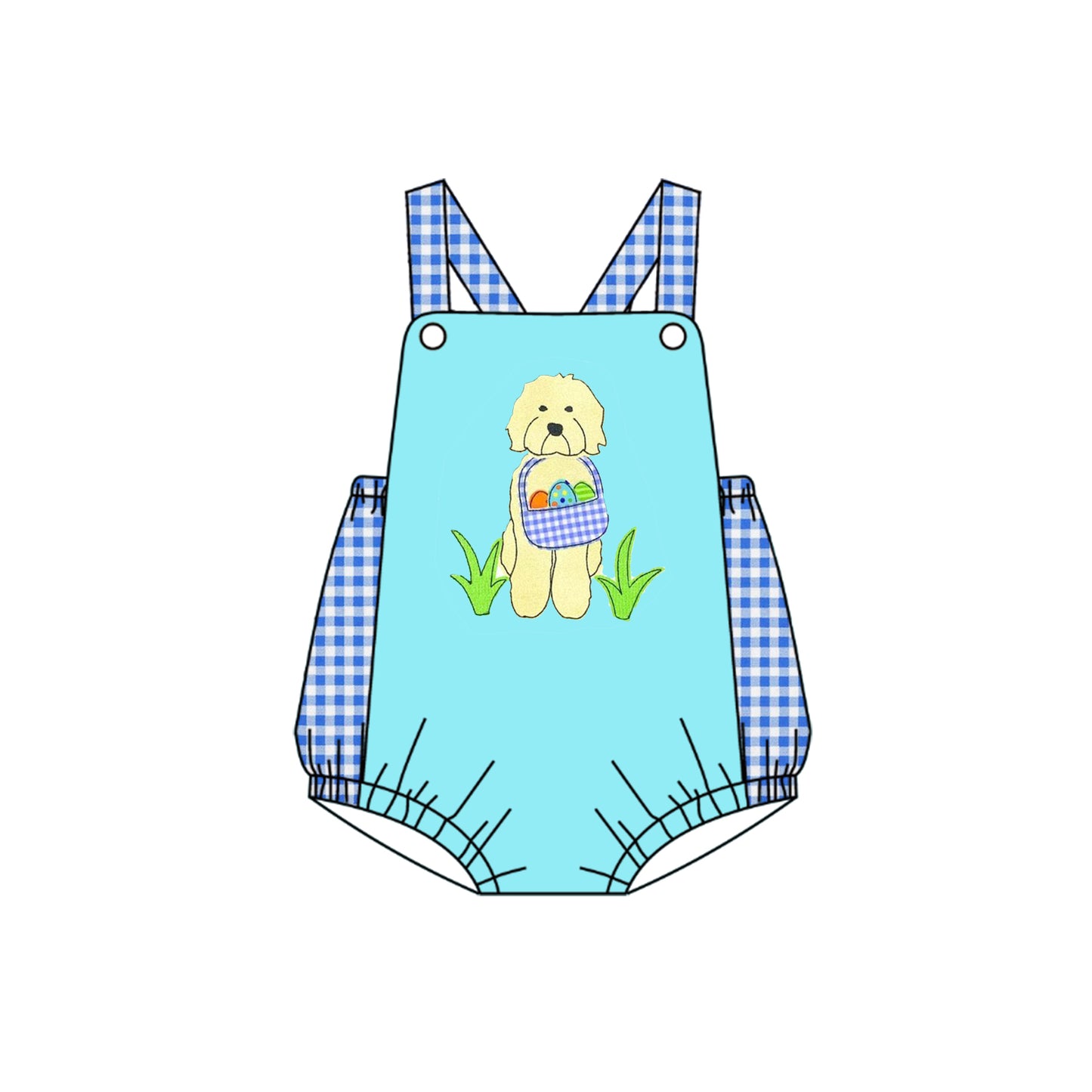 Baby Boys Easter Dog Eggs Straps Print Rompers preorder(moq 5)