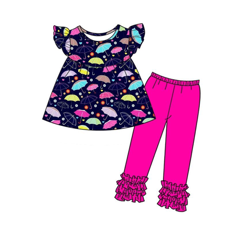 Baby Girls Unbrella Tunic Top Ruffle Pants Outfits Sets preorder(moq 5)