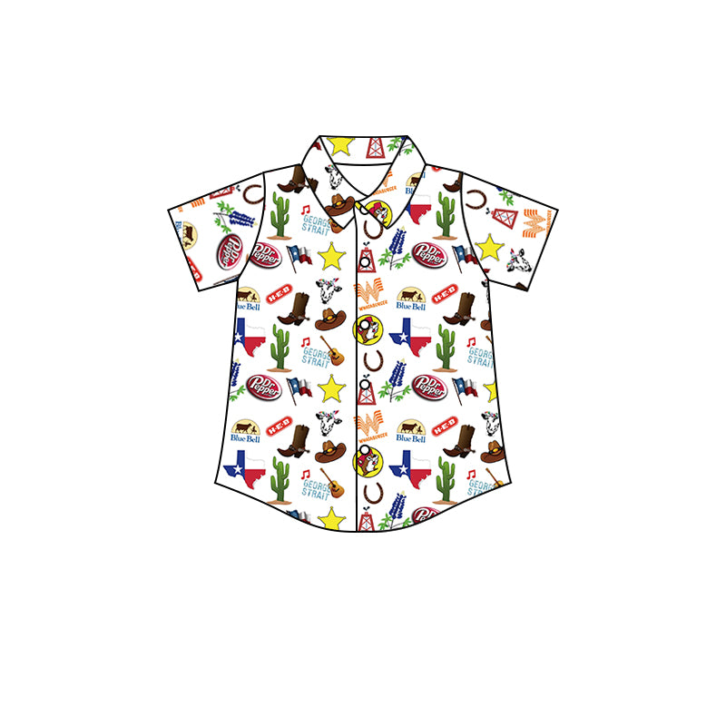 Baby Boys TX Texas Short Sleeve Buttons Tee Shirts Tops preorder(moq 5)