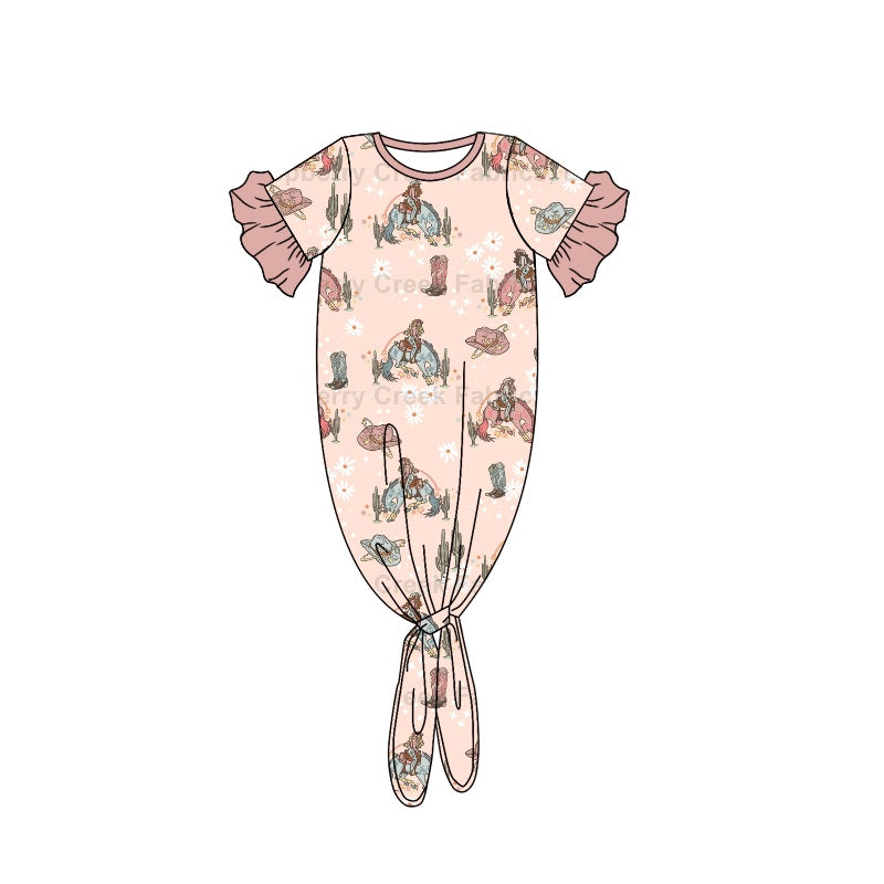 Baby Girls Western Pink Rodeo Gowns preorder(moq 5)