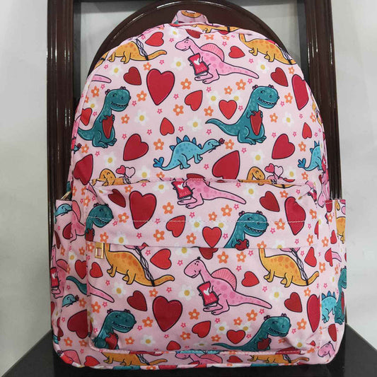Baby Children Pink Hearts Dinosaur Back Bags