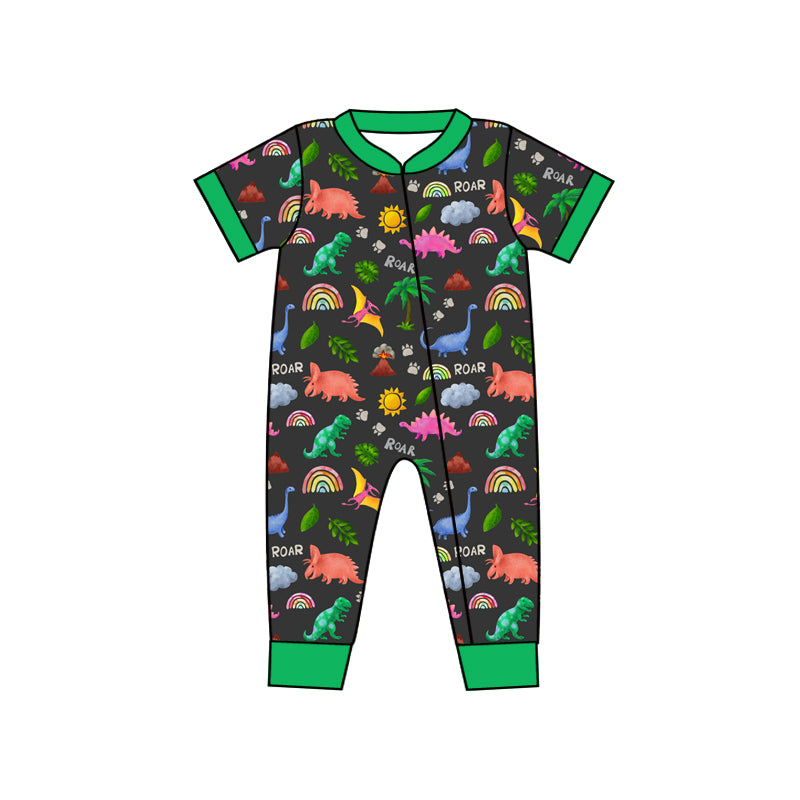 Baby Boys Short Sleeve Dinosaurs Zip Rompers preorder(moq 5)