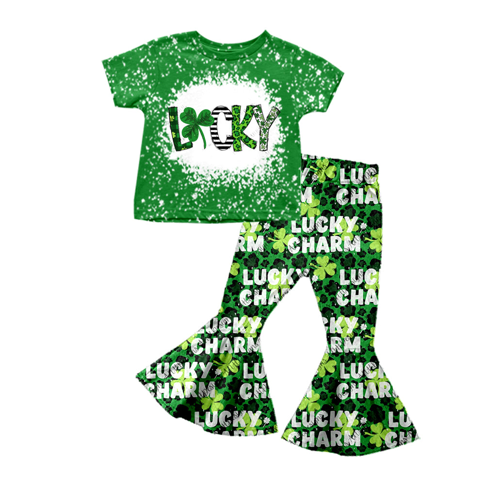 Baby Girls St Patrick Lucky Tee Bell Pants Clothing Sets Preorder(moq 5)
